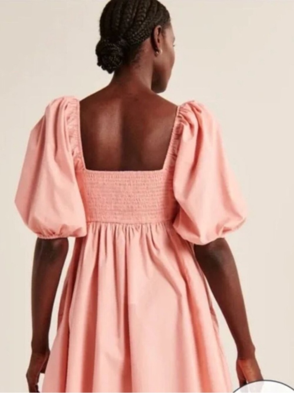 Abercrombie Pink Puff Sleeve Mini Dress Cottagecore Smocked Babydoll Size S - Picture 3 of 8